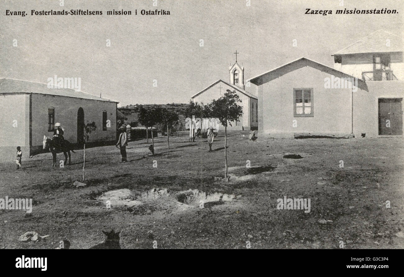 Stazione della Missione evangelica Svedese, Zazega, Africa orientale Foto Stock