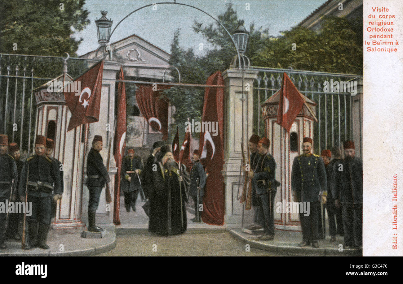 Salonicco, Grecia - il sacerdote greco-ortodosso effettua una visita Foto Stock