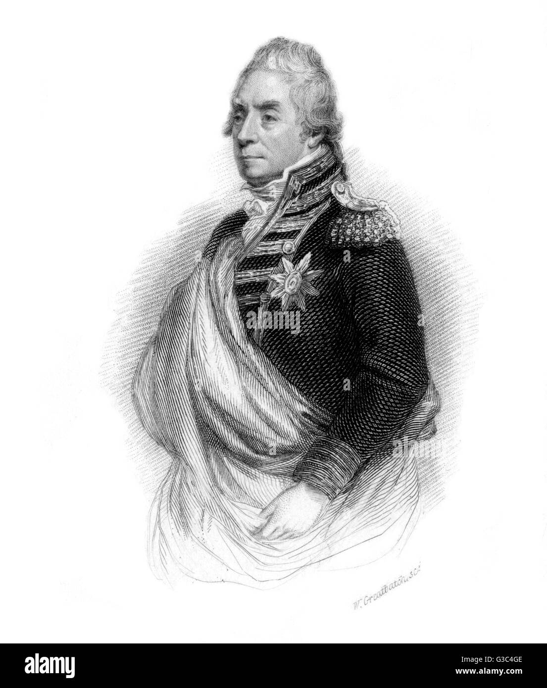 George Keith Elphinstone, primo Visconte Keith (1746-1823), navale britannica admiral attivo in tutto le guerre napoleoniche. Qui raffigurato in possesso della sua signoria. Data: circa 1810s Foto Stock