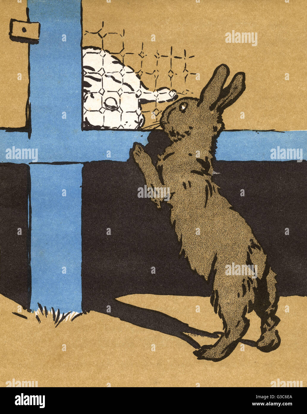 Illustrazione di Cecil Aldin, coniglio bianco Foto Stock