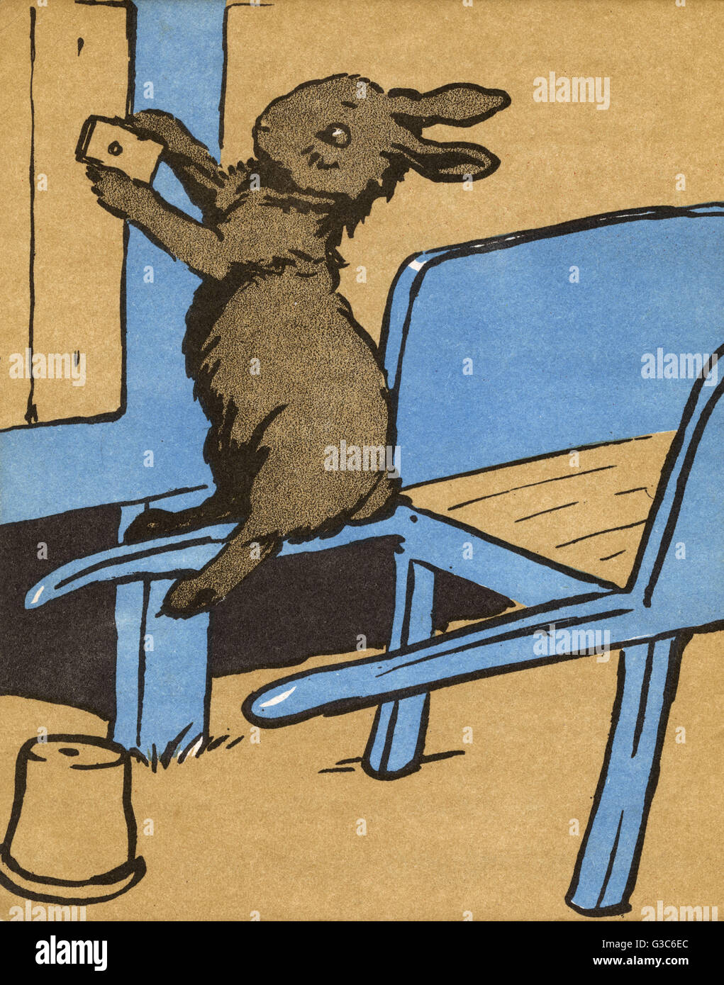 Illustrazione di Cecil Aldin, coniglio bianco Foto Stock