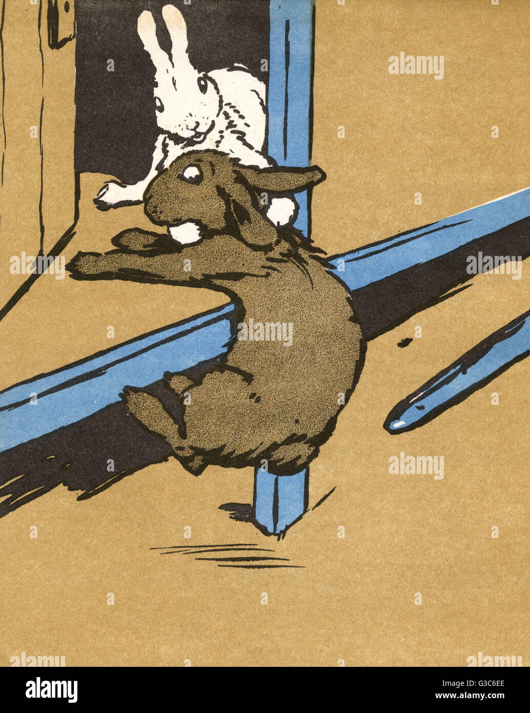 Illustrazione di Cecil Aldin, coniglio bianco Foto Stock