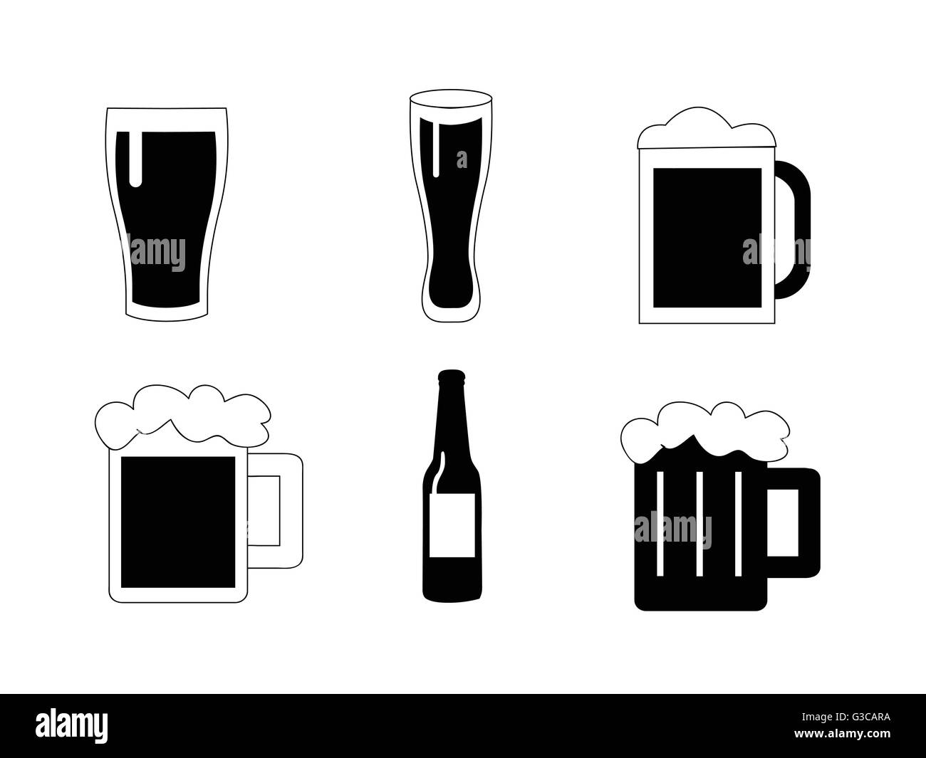 Vettore di birra set di icone Illustrazione Vettoriale