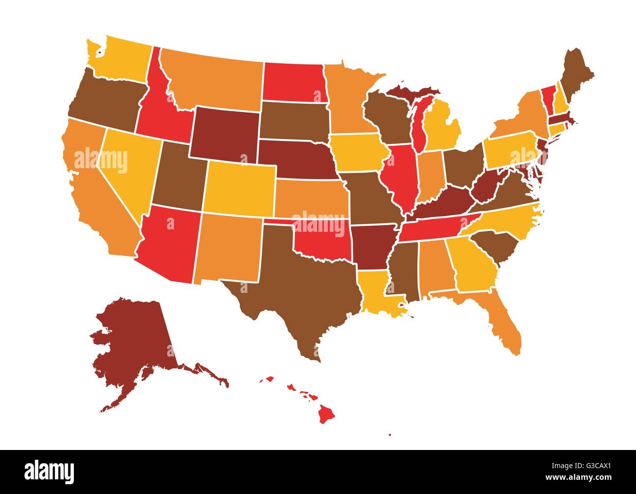 USA mappa illustrazione vettoriale arte su sfondo bianco Illustrazione Vettoriale