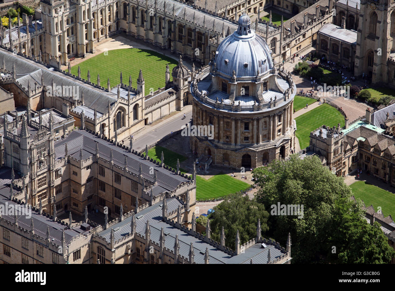 Vista aerea della Radcliffe Camera & biblioteca Bodleian, Oxford University, Regno Unito Foto Stock