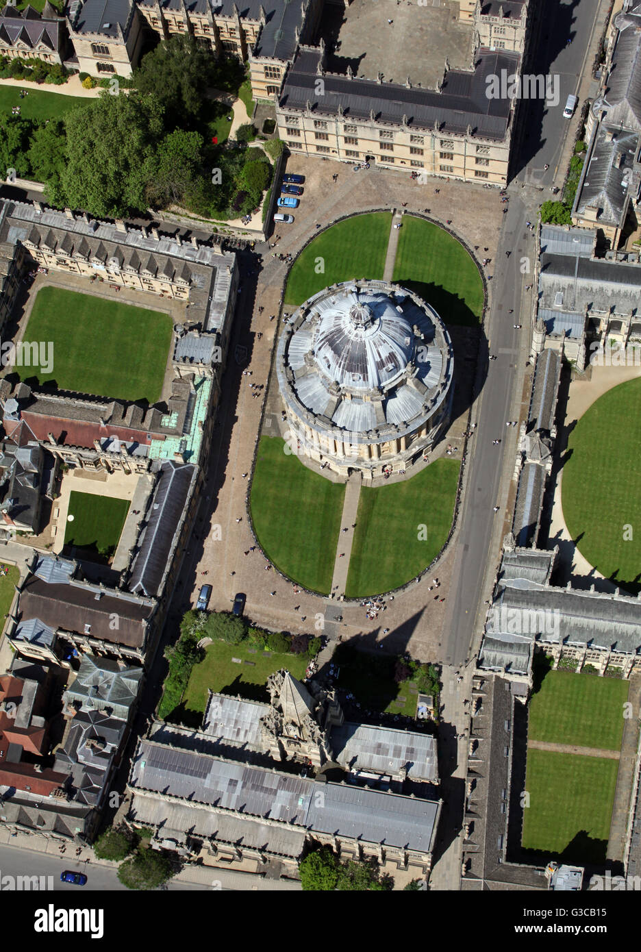 Vista aerea della Radcliffe Camera & biblioteca Bodleian, Oxford University, Regno Unito Foto Stock