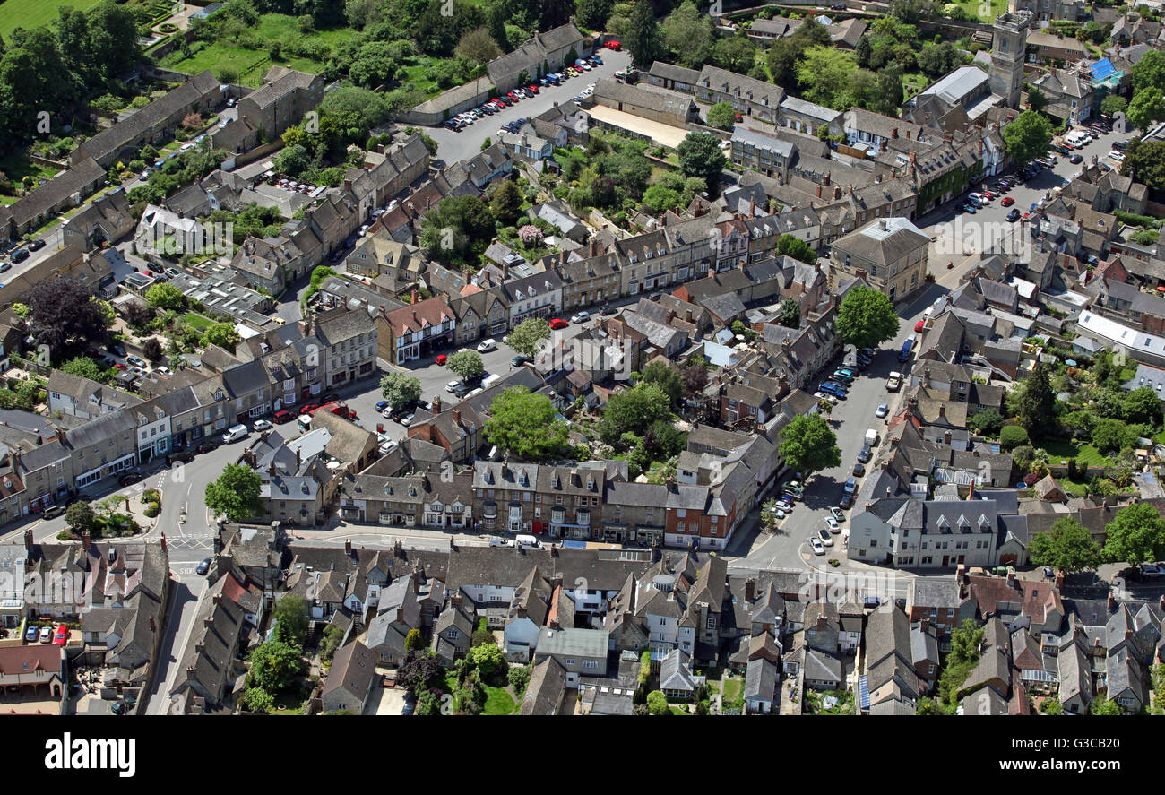 Vista aerea del villaggio di Woodstock nella contea di Oxford, England, Regno Unito Foto Stock