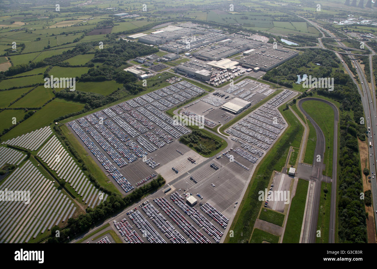 Vista aerea della Toyota Motor Manufacturing impianto di produzione di autoveicoli recano Derby, Regno Unito Foto Stock