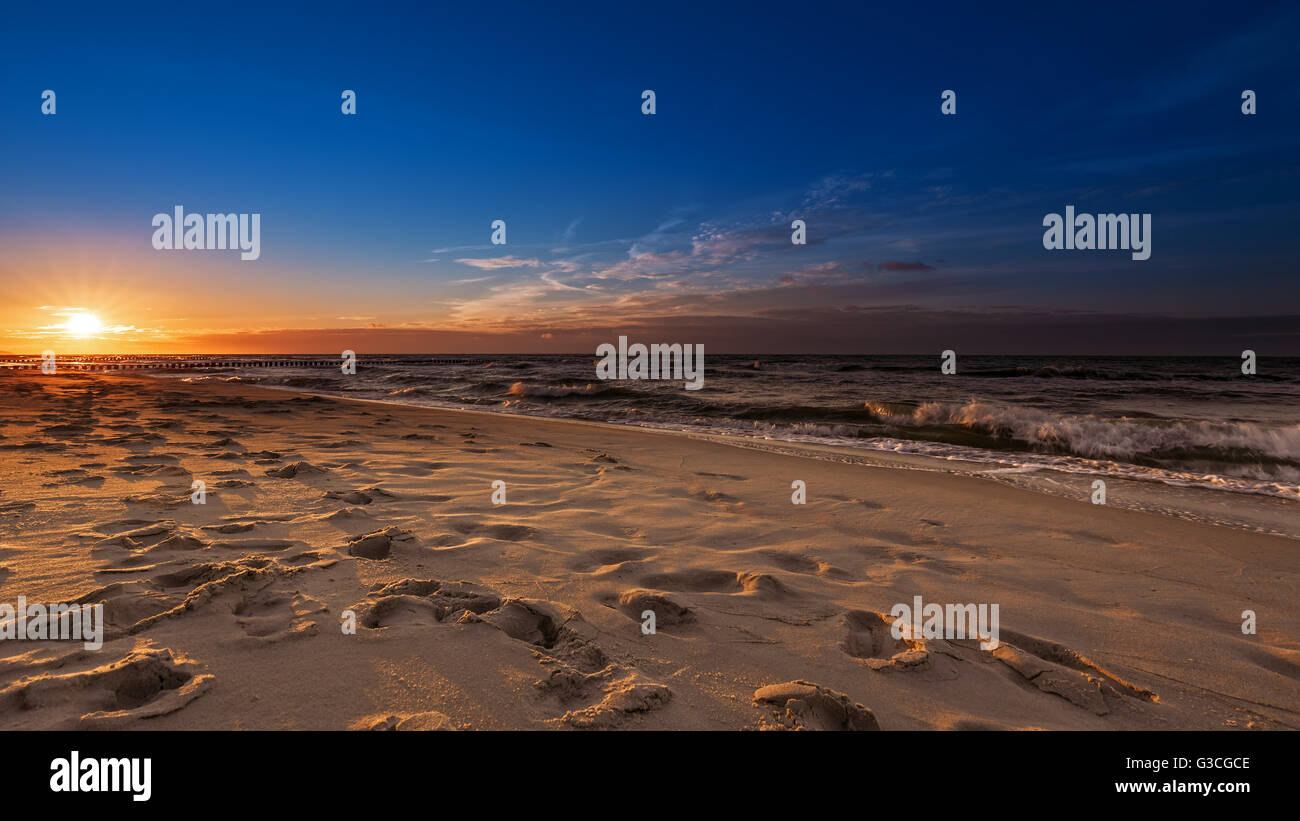 Baltic Beach al tramonto Foto Stock