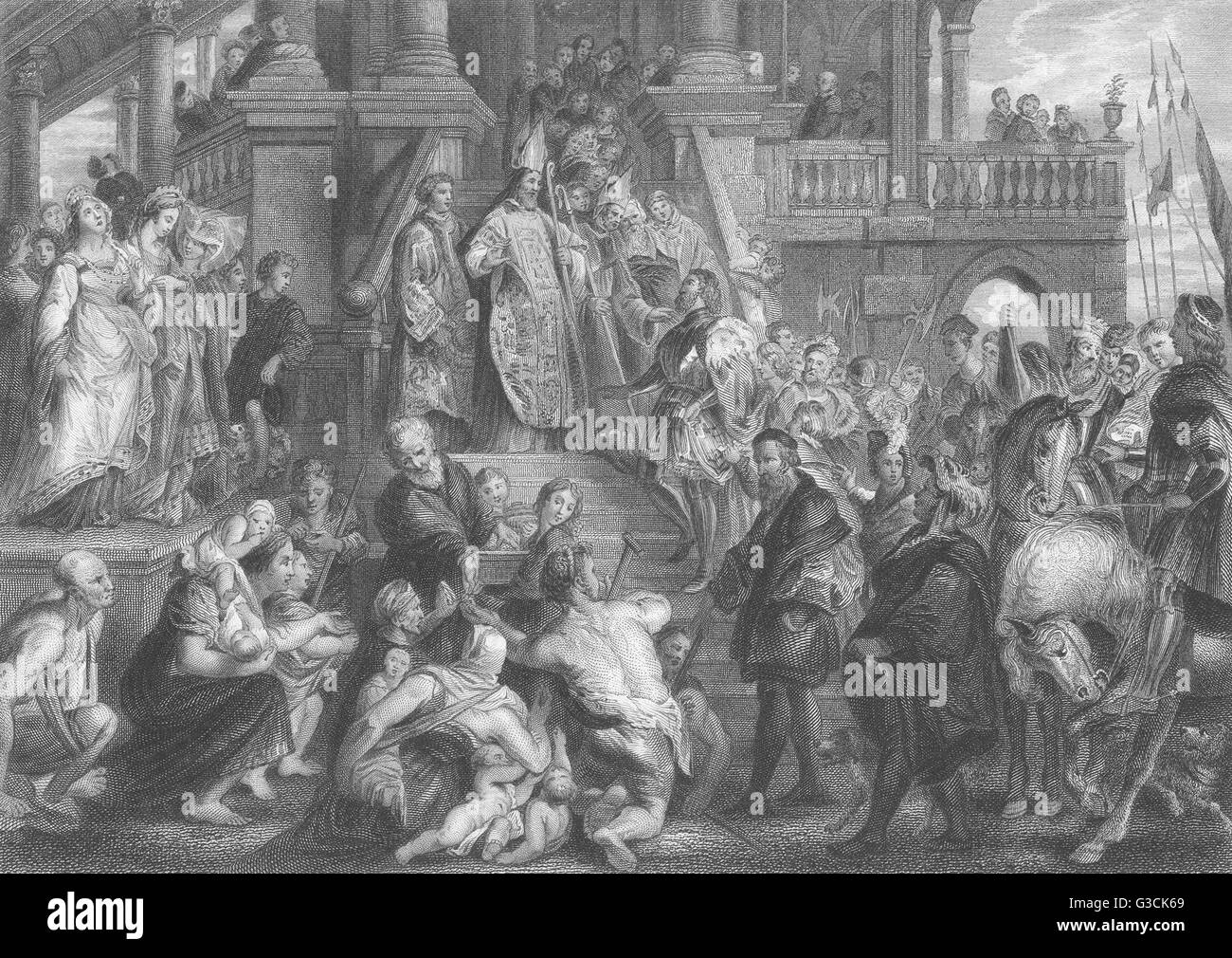 ST BAVON: Sir P P Rubens, antica stampa 1835 Foto Stock