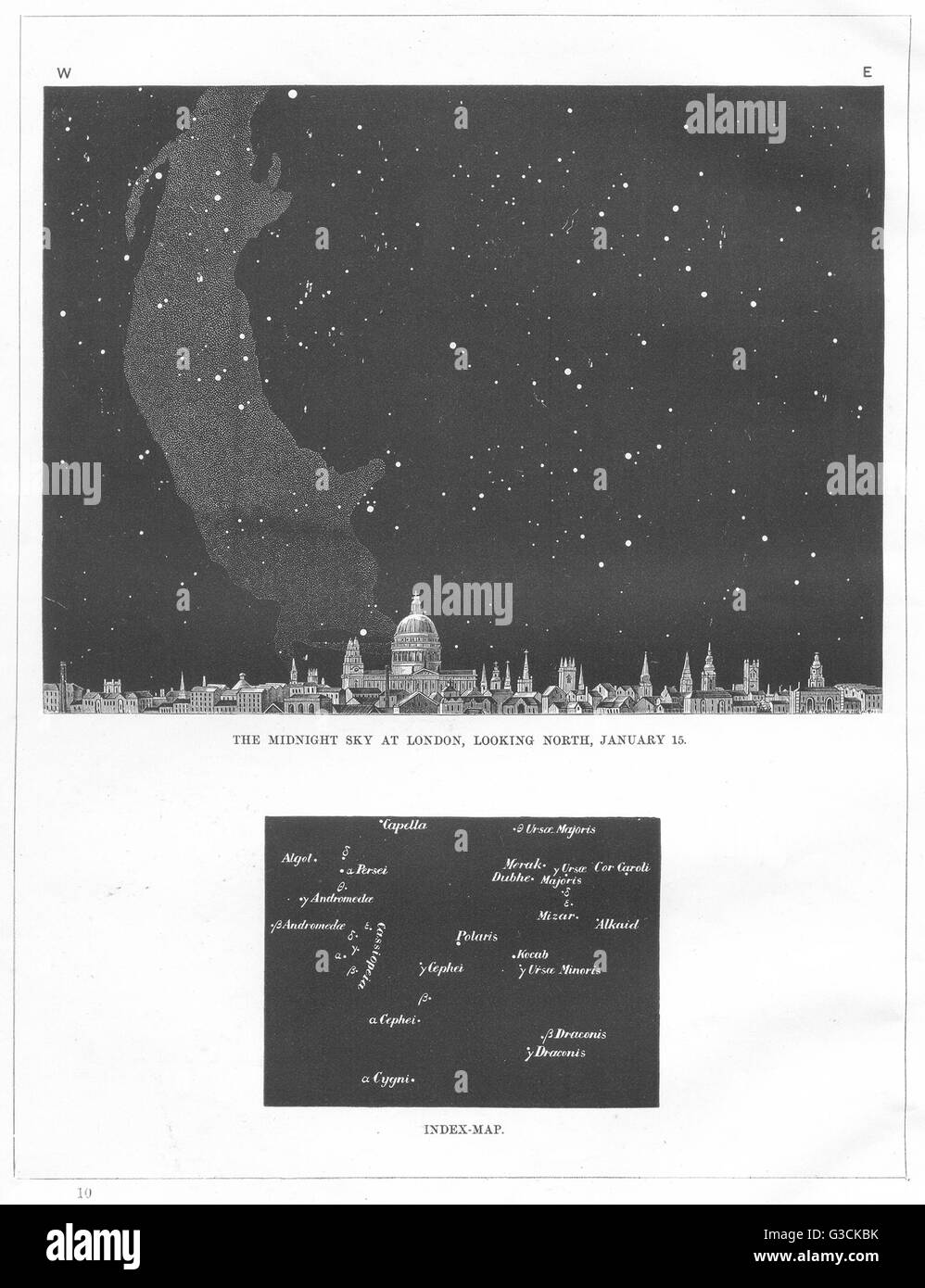 Il cielo di mezzanotte a Londra: Guardando a Nord, 15 gennaio. St Pauls, stampa 1869 Foto Stock