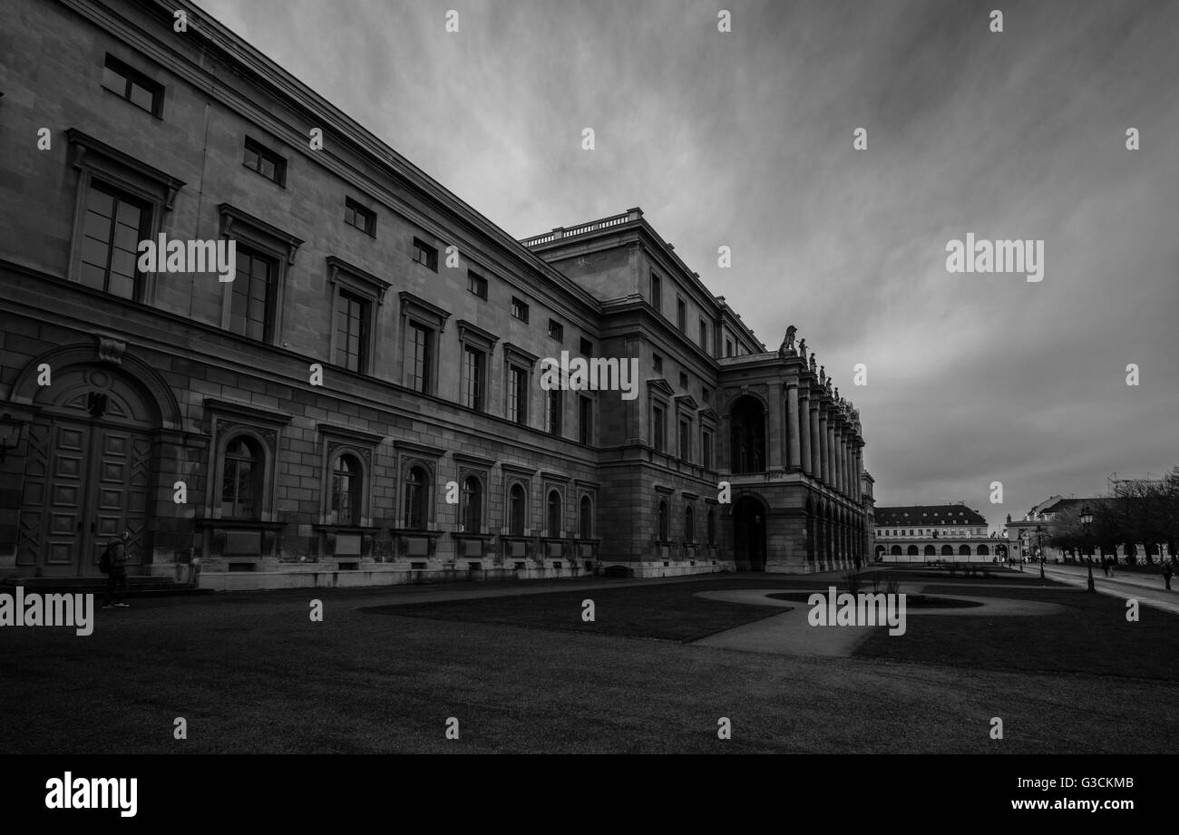 In Germania, in Baviera, Monaco di Baviera a luce diurna, Residenz, b/w Foto Stock