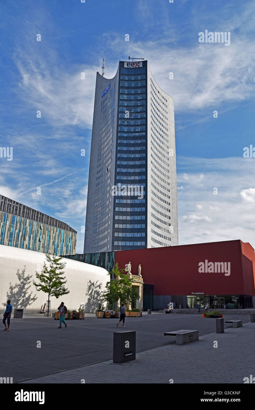 In Germania, in Sassonia, Lipsia, università, City-Hochhaus (alto) Foto Stock