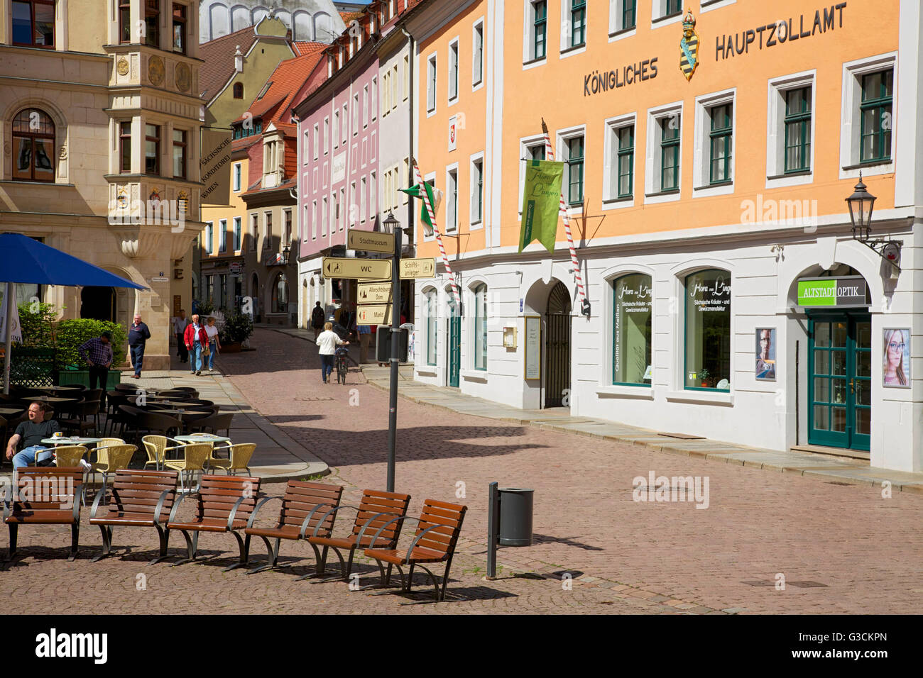 Il Heinrichsplatz nella vecchia città di Meißen Foto Stock