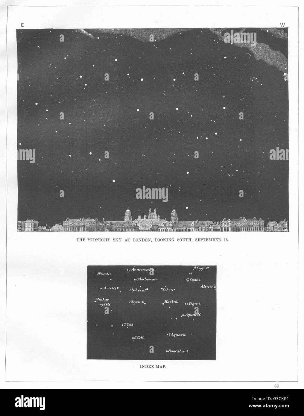 Il cielo di mezzanotte a Londra: Guardando a Sud, 15 settembre. Greenwich, stampa 1869 Foto Stock