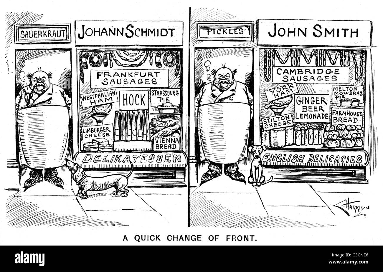 Cartone animato, Un rapido cambio di fronte (WW1) Foto Stock