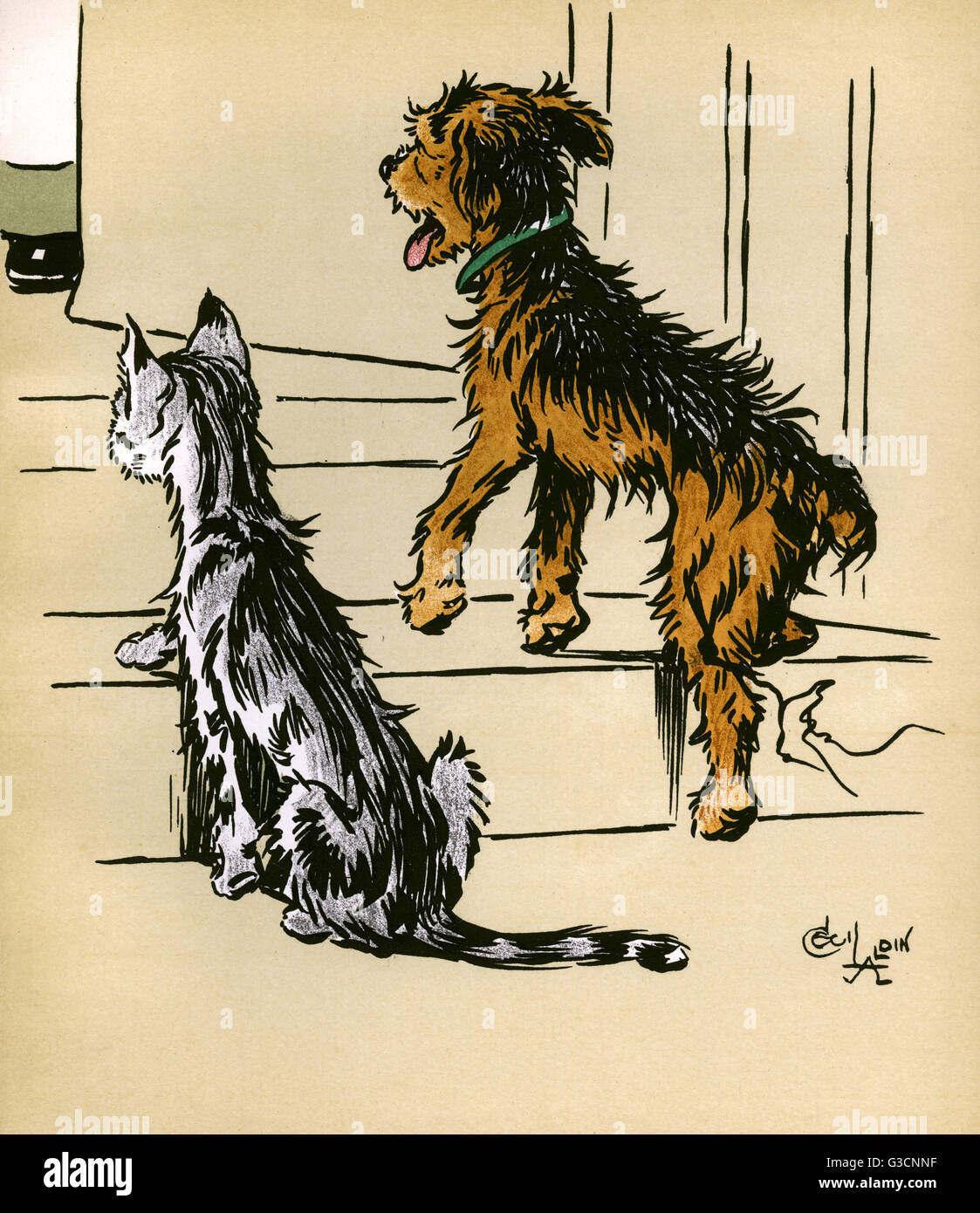 Illustrazione di Cecil Aldin, Jack e Jill Foto Stock