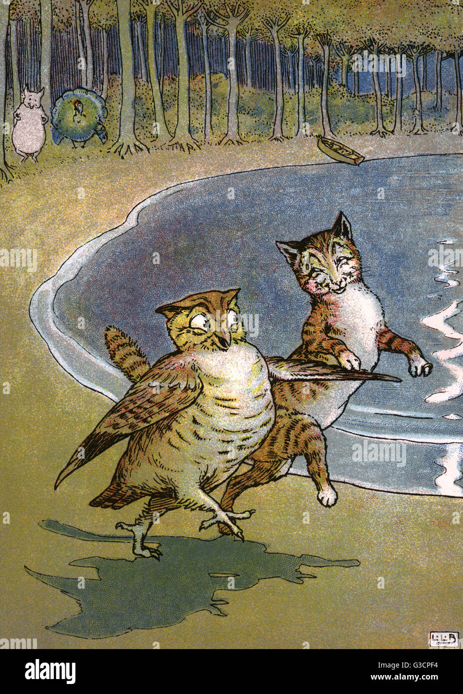 La Civetta e la Pussycat da Edward Lear - dancing lungo la riva. Data: 1922 Foto Stock
