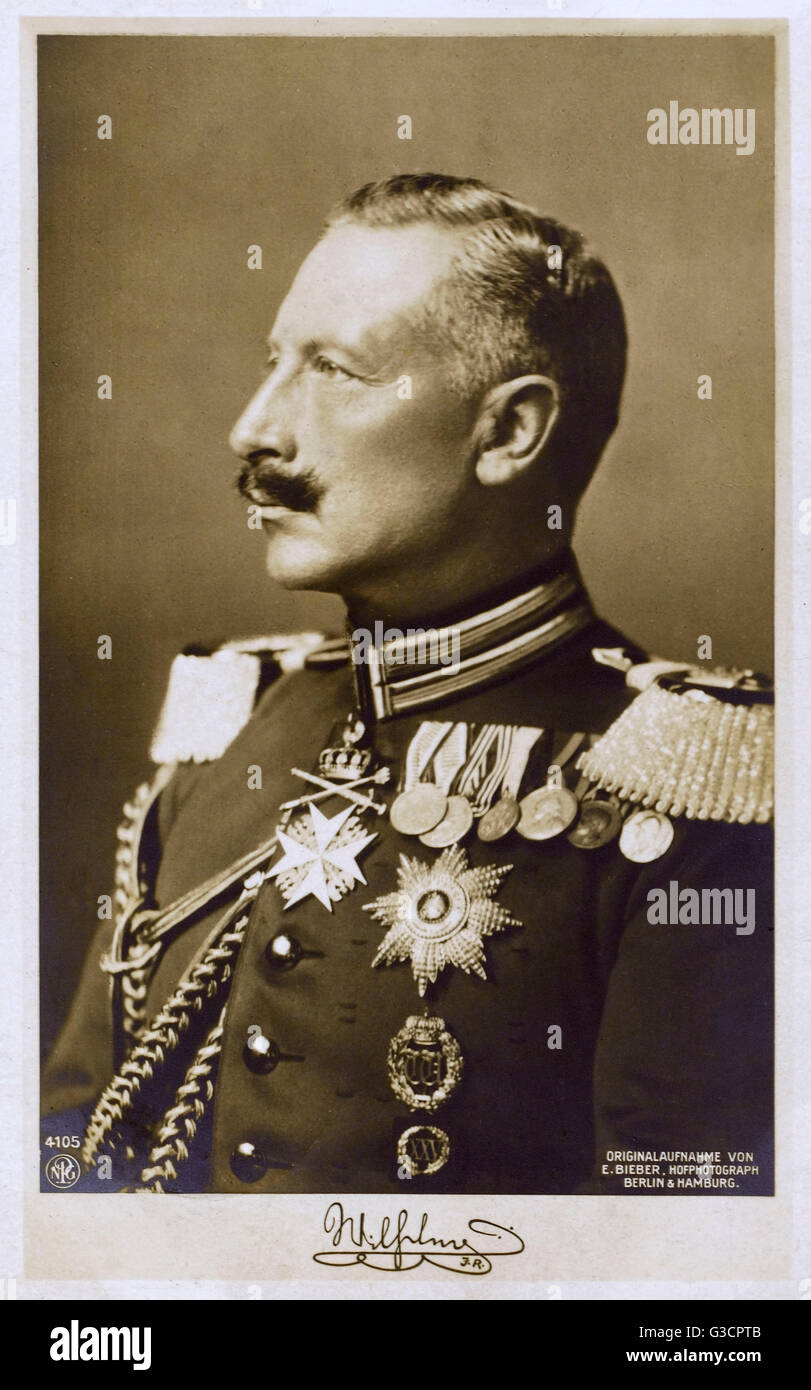 Tedesco Kaiser Wilhelm II con firma Foto Stock