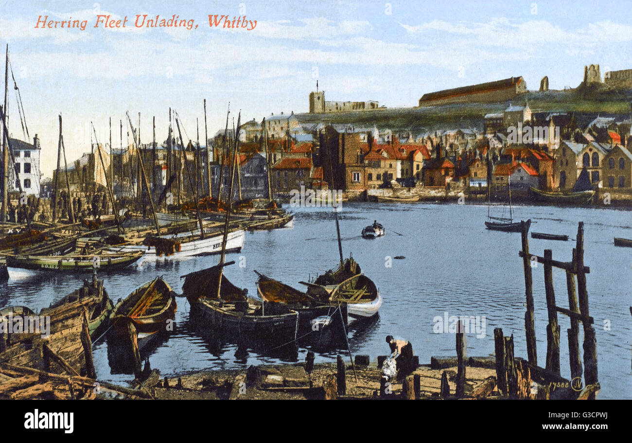 Whitby, North Yorkshire - la flotta di aringhe che si stancarono Foto Stock