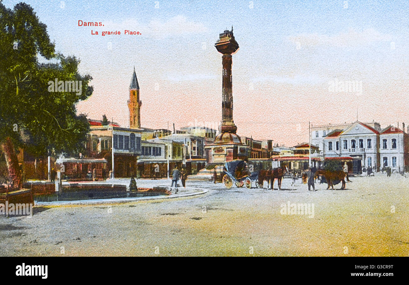 Colonna a Piazza Marjeh, Damasco, Siria Foto Stock