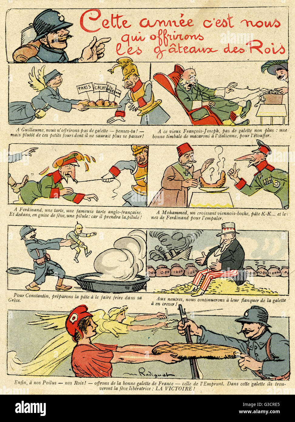 Cartone animato, torte di Epifania, WW1 Foto Stock