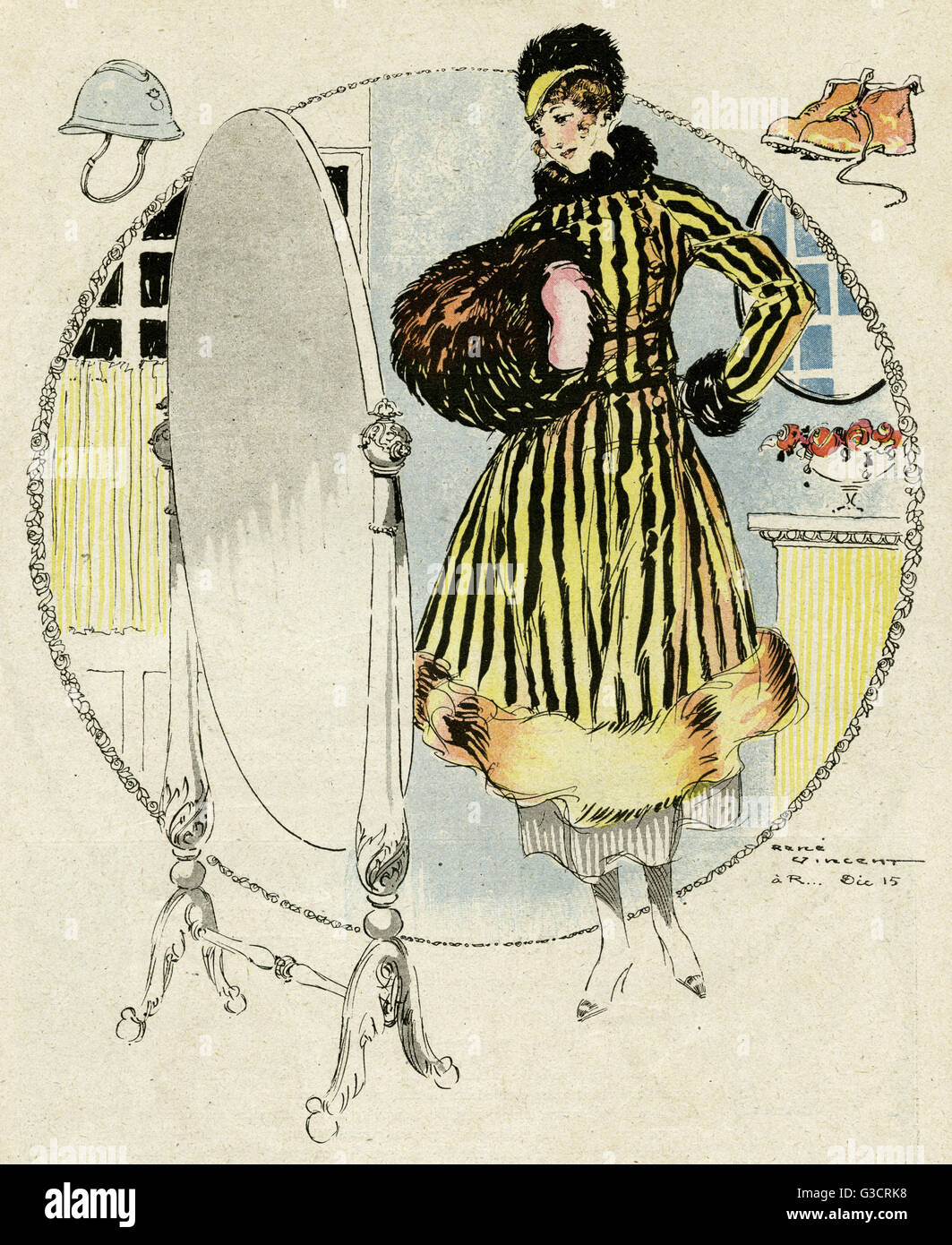 Cartone animato, madre di un giovane soldato in congedo, WW1 Foto Stock