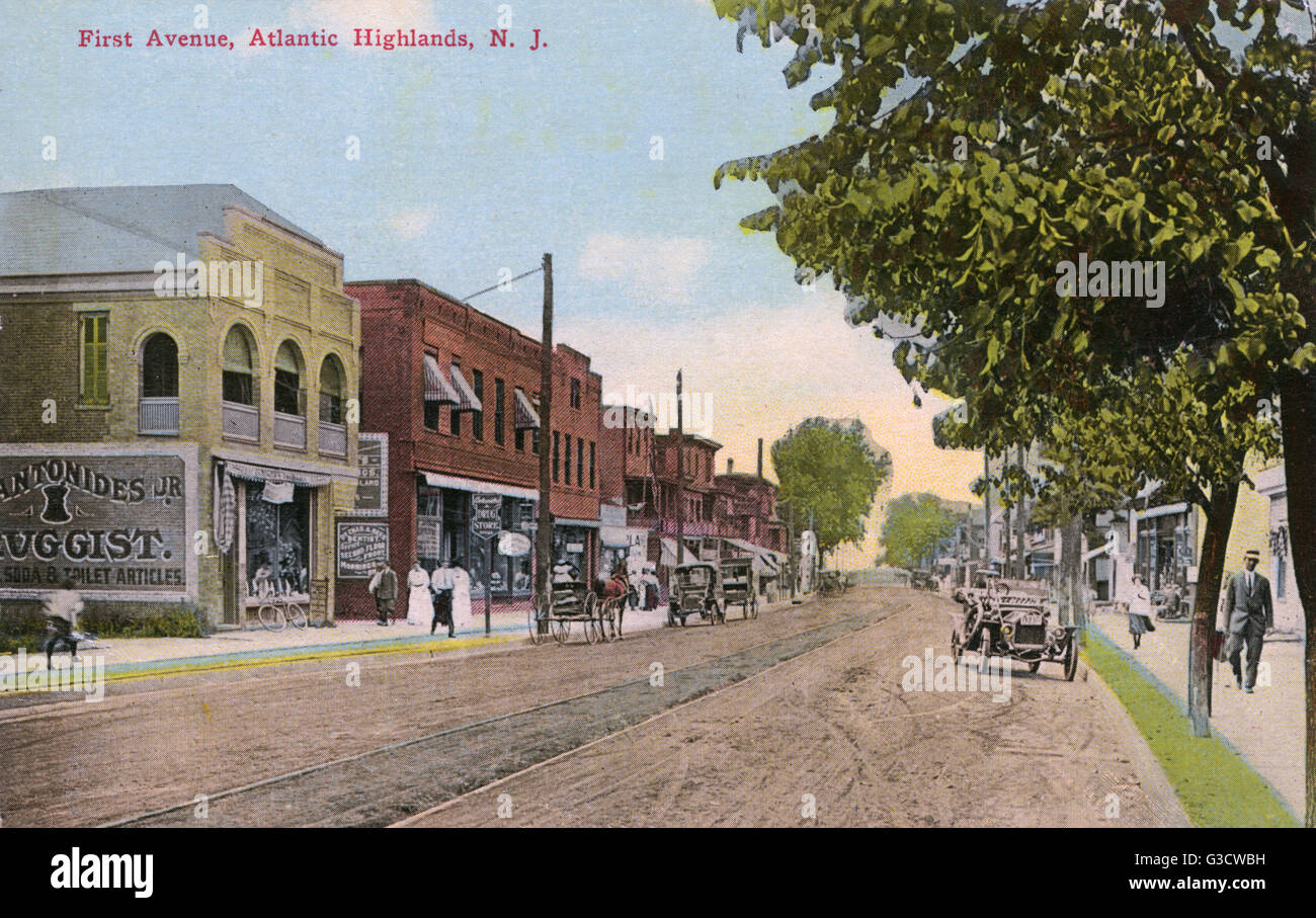 First Avenue, Atlantic Highlands, New Jersey, USA. Data: circa 1910 Foto Stock