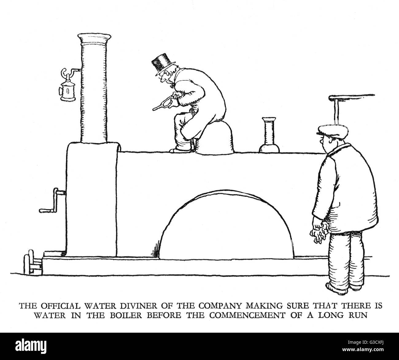 Illustrazione vignetta, Ferrovia Ribalderia di W Heath Robinson Foto Stock