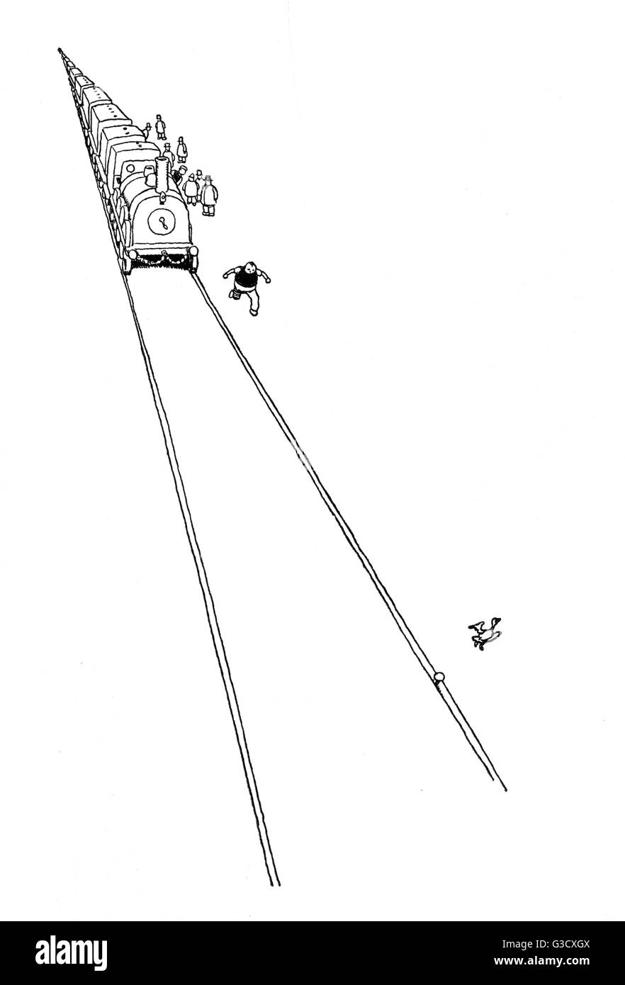 Illustrazione vignetta, Ferrovia Ribalderia di W Heath Robinson Foto Stock