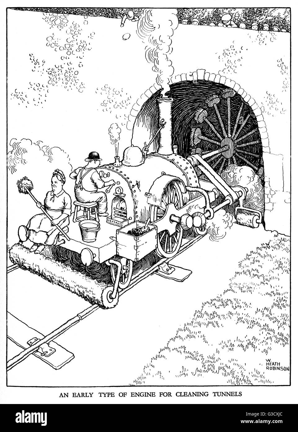 Illustrazione, Ribaldry ferroviario di W Heath Robinson Foto Stock