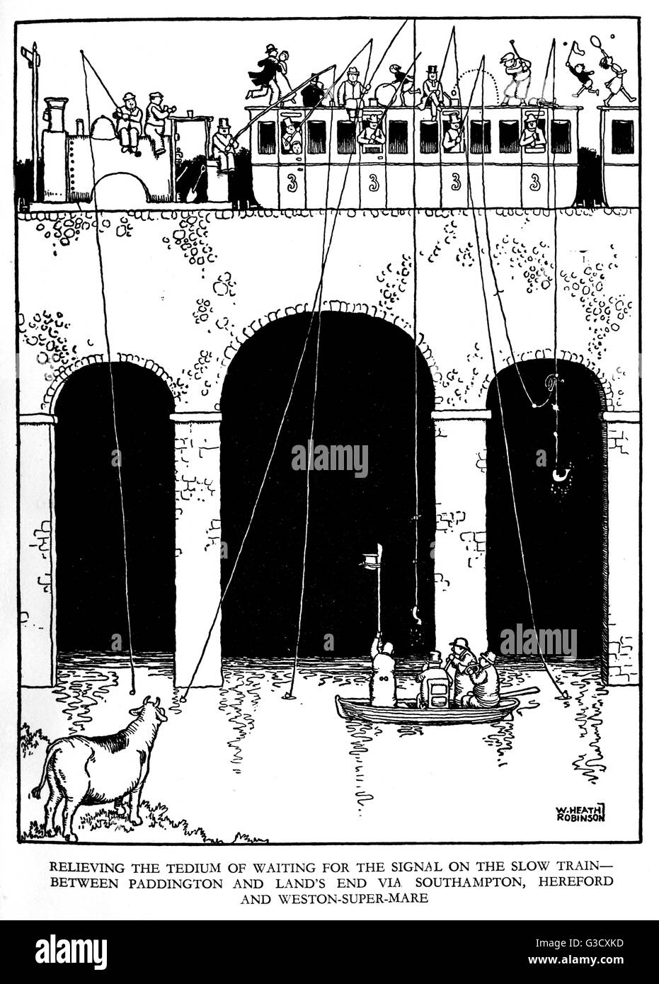 Illustrazione, Ribaldry ferroviario di W Heath Robinson Foto Stock