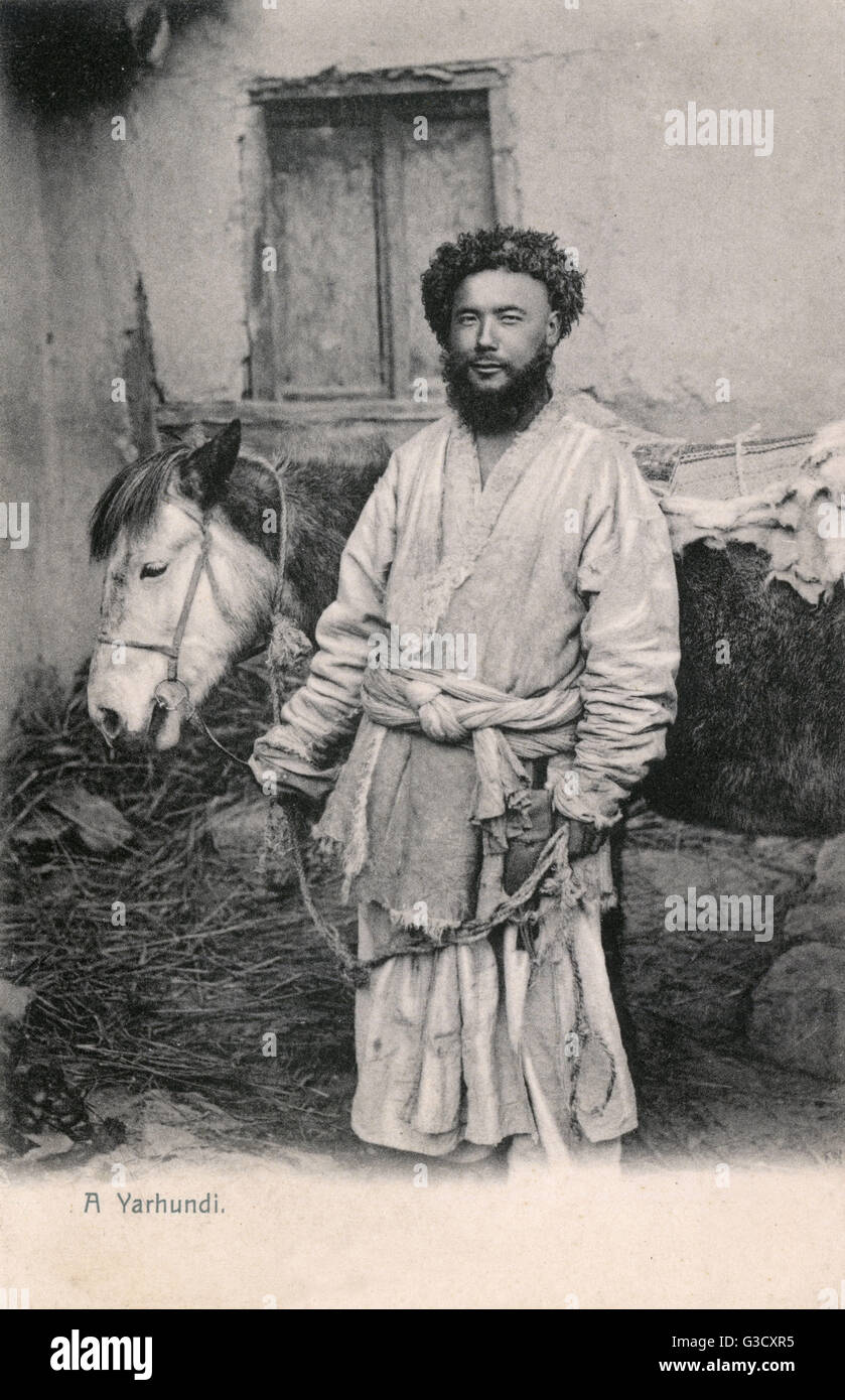 Un uomo del Dasht-e Yahudi con il suo Mule Foto Stock