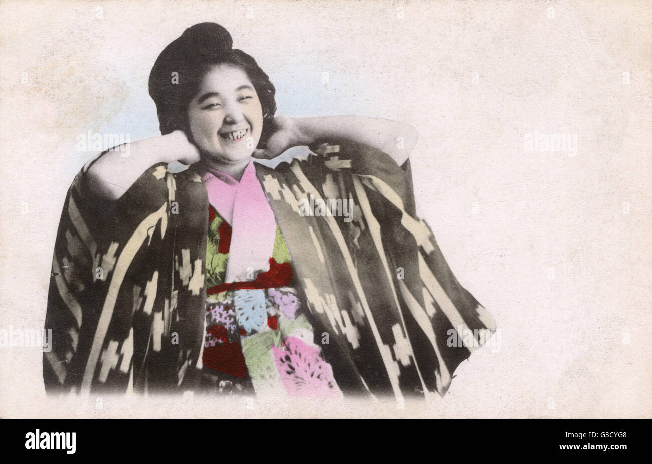 Geisha giapponese ridendo Foto Stock