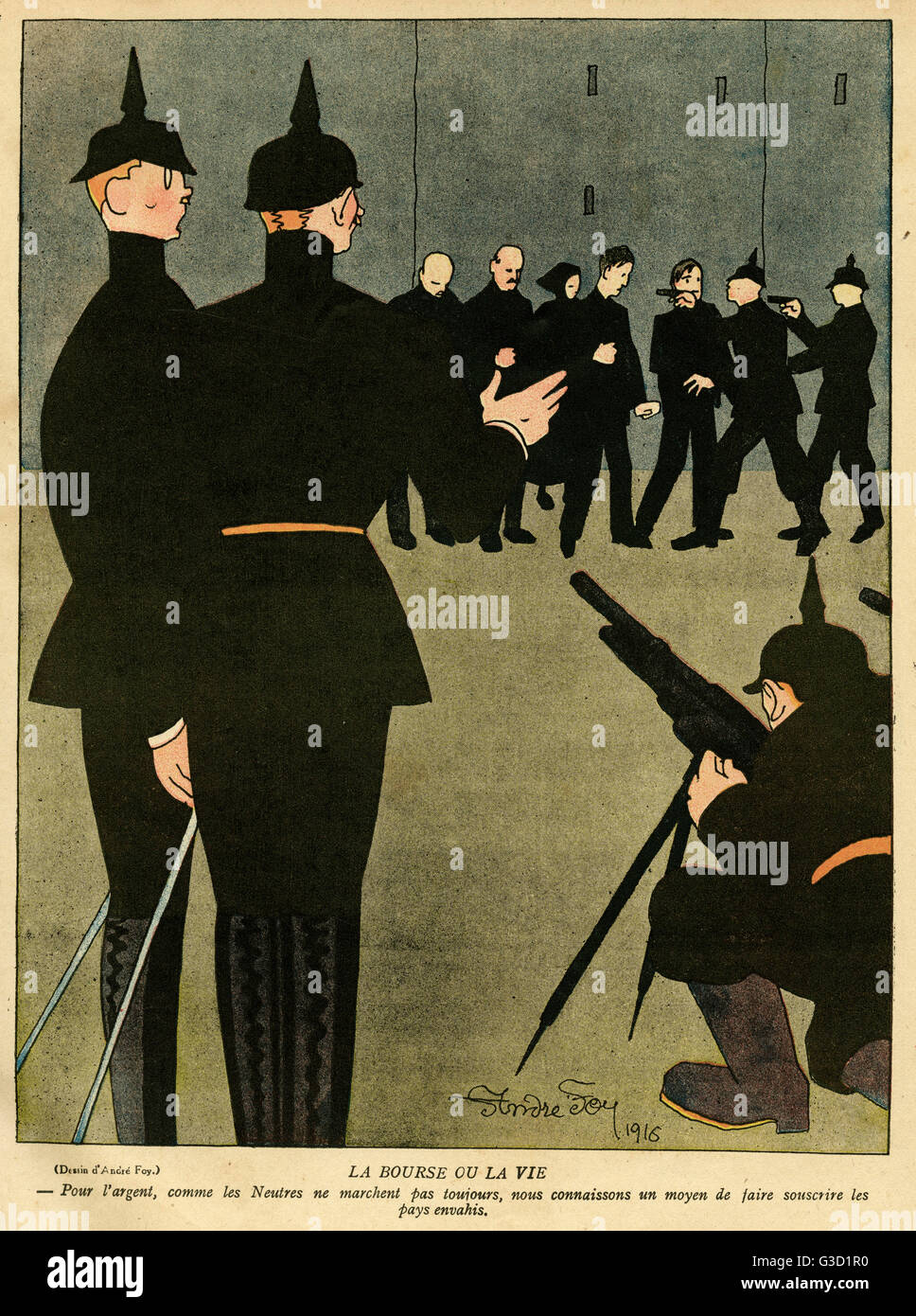 Cartone animato, i vostri soldi o la vostra vita, WW1 Foto Stock