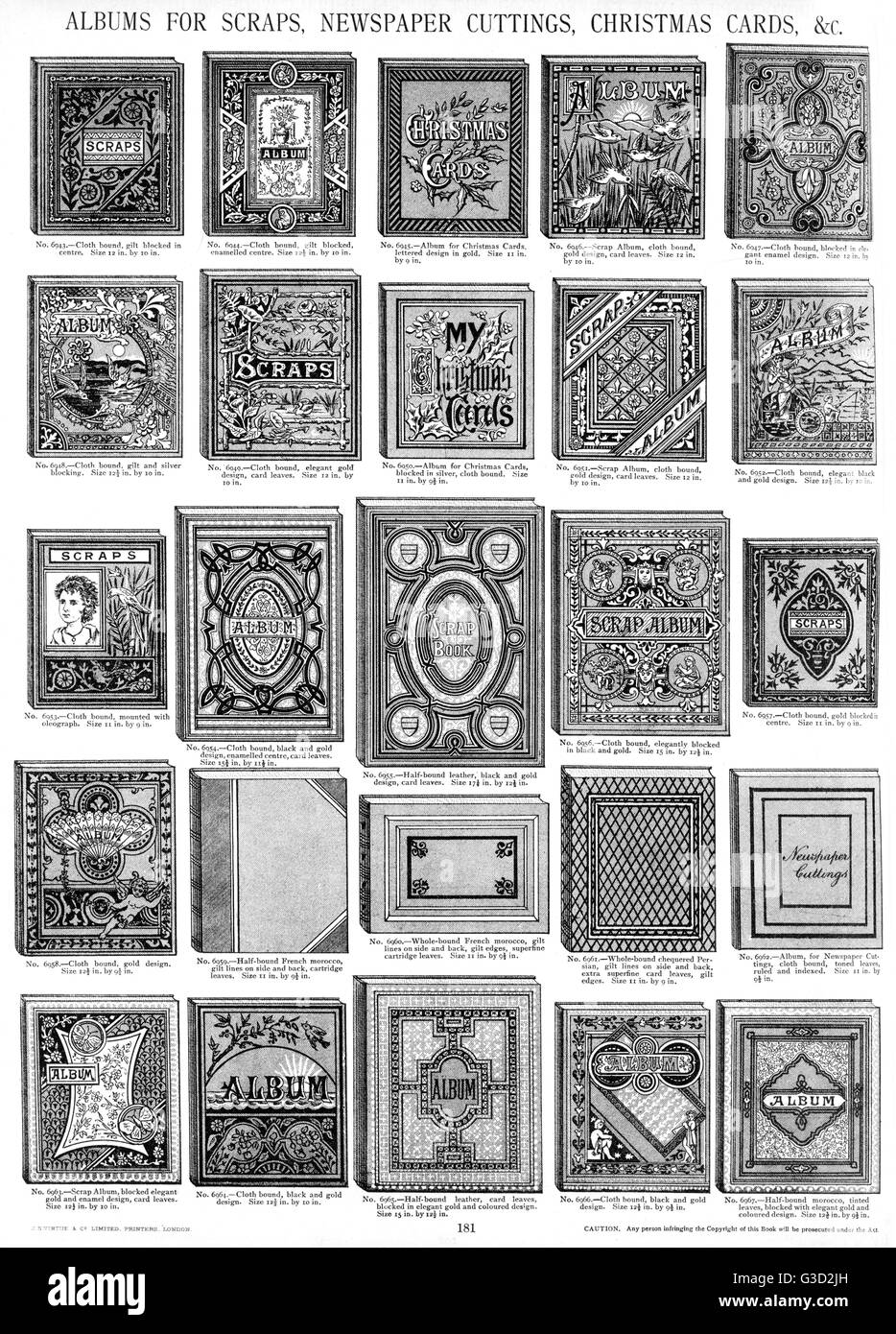 Album per Trucioli, ritagli di giornale, carte di Natale, etc, piastra 181. Data: circa 1880 Foto Stock