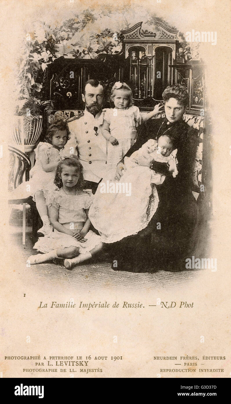 Famiglia reale Russa Imperiale - Zar Nicola II Foto Stock