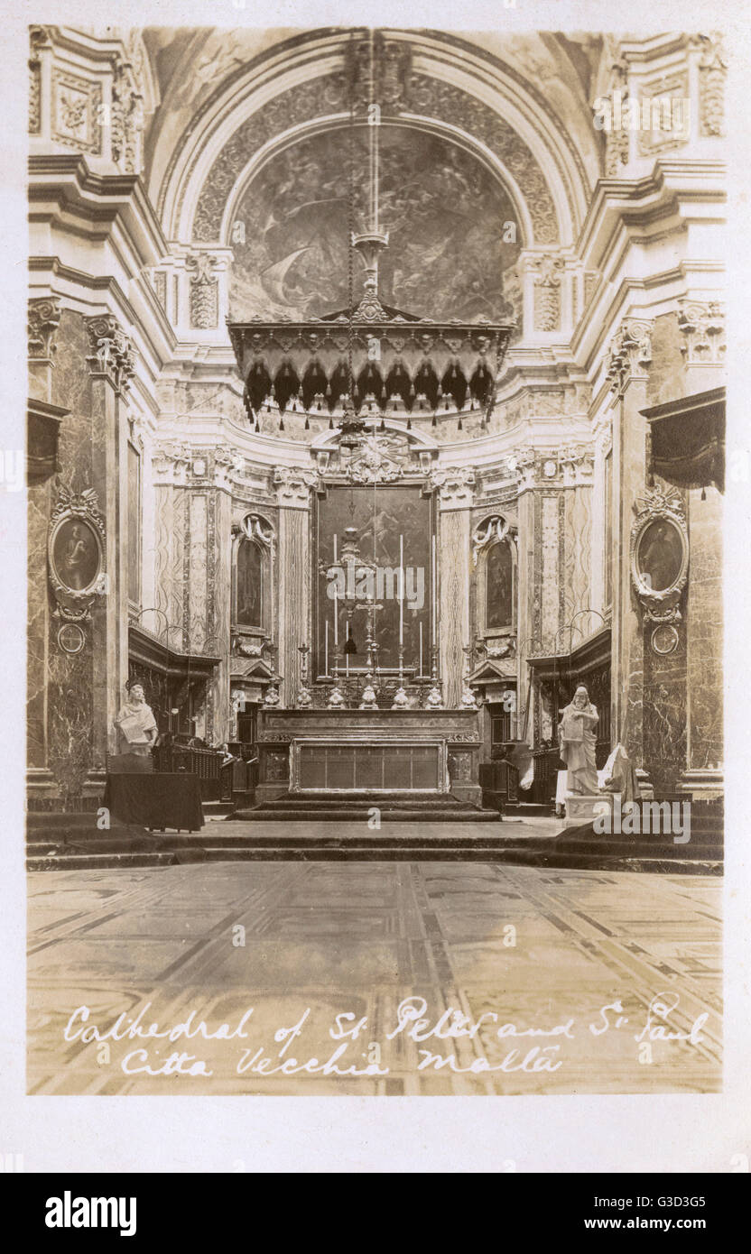 Mdina, Malta - St Cattedrale di Paolo - altare maggiore Foto Stock