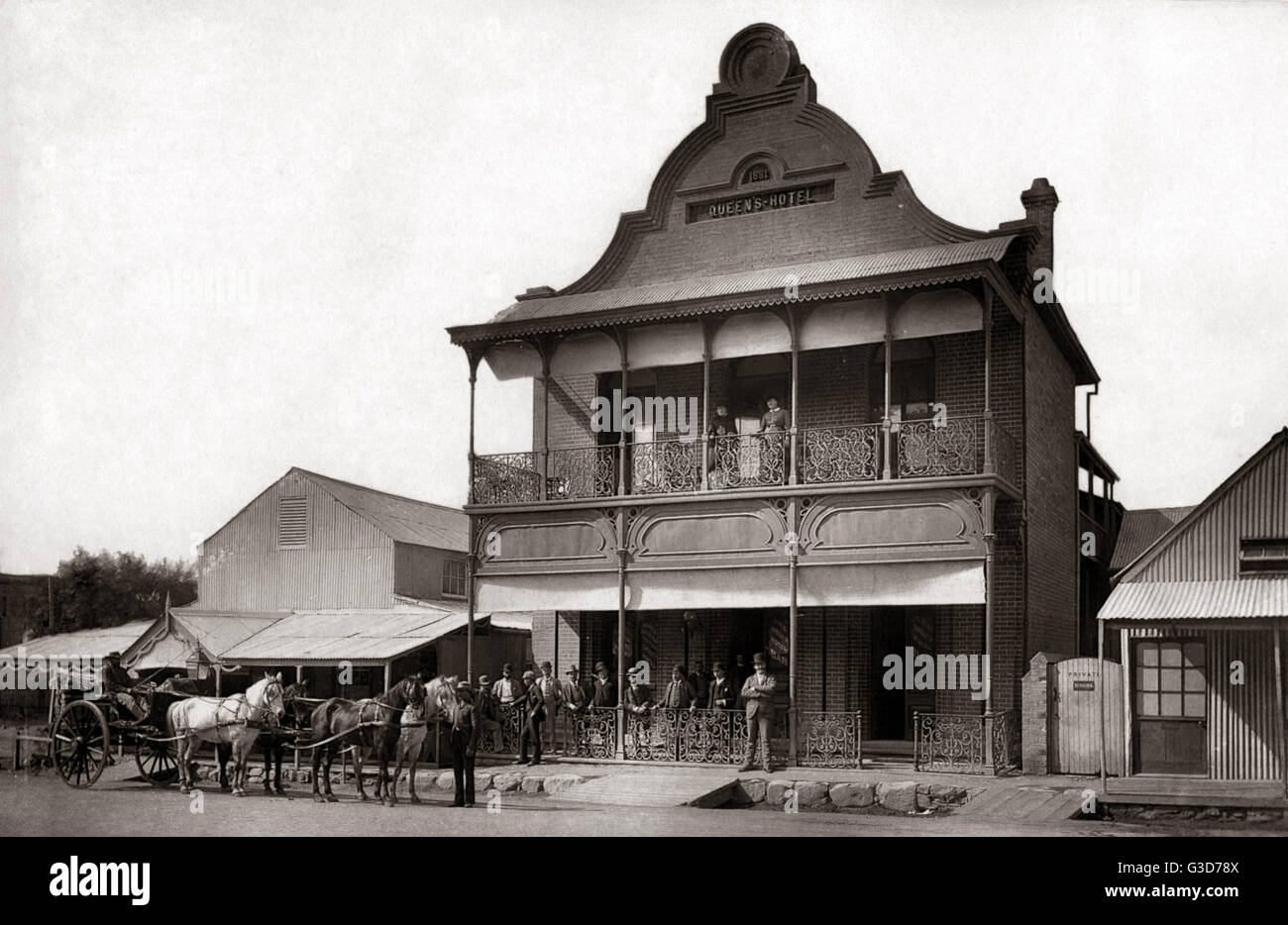 Queens Hotel, Kimberley, Sudafrica, circa 1888 Foto Stock