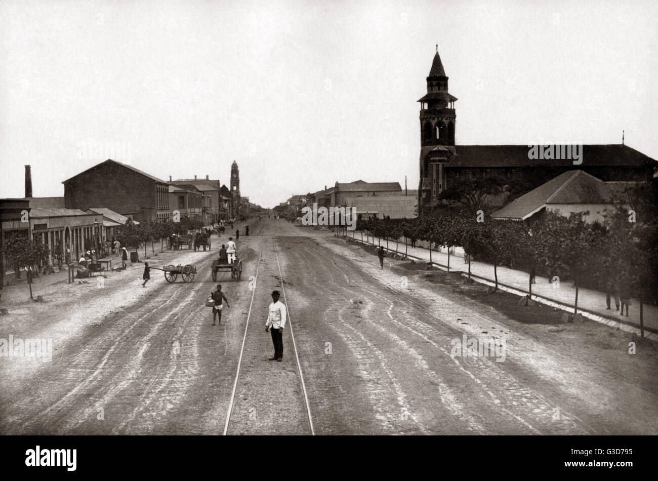 West Street, Durban, Sudafrica, circa 1888 Foto Stock