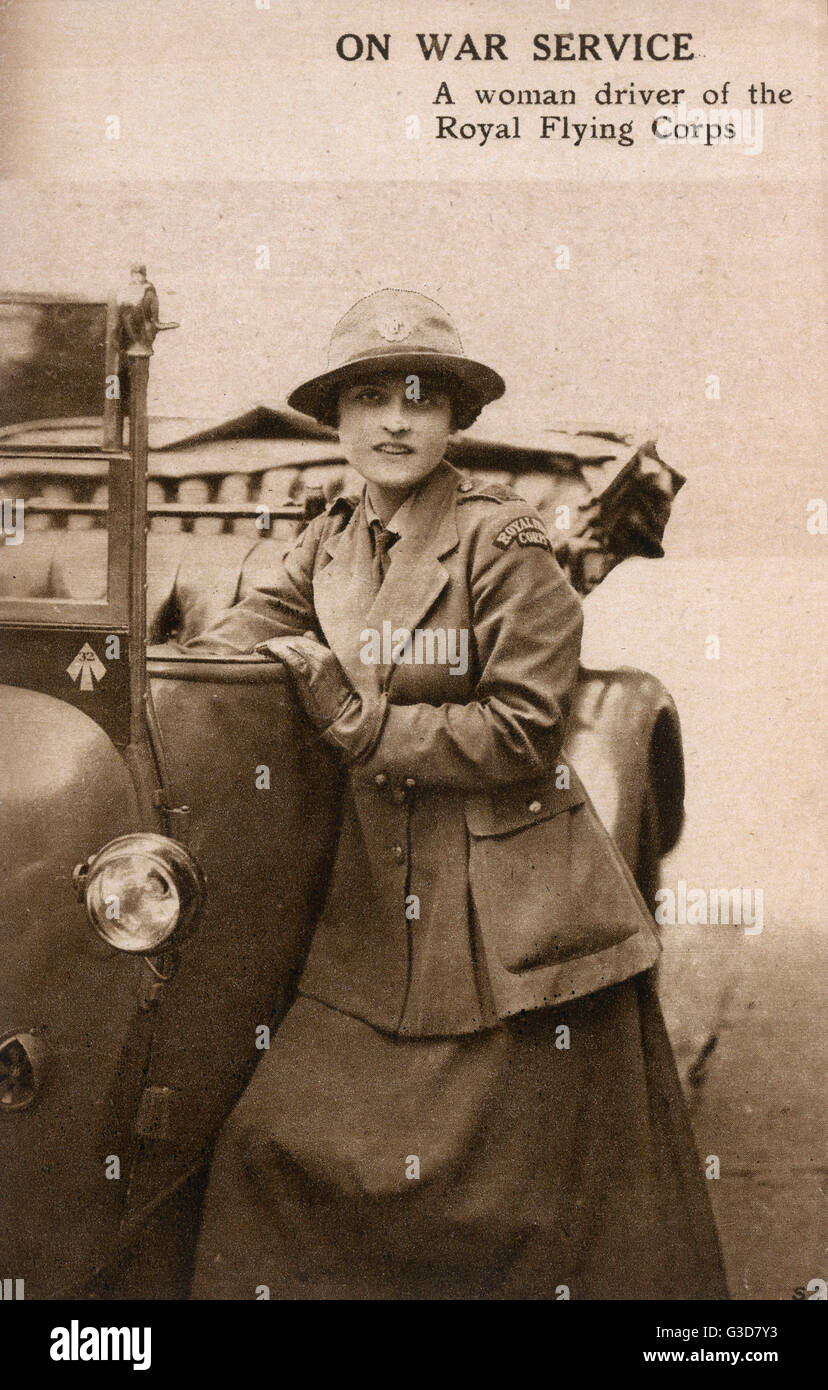 WW1 - Una donna pilota del Royal Flying Corps Foto Stock