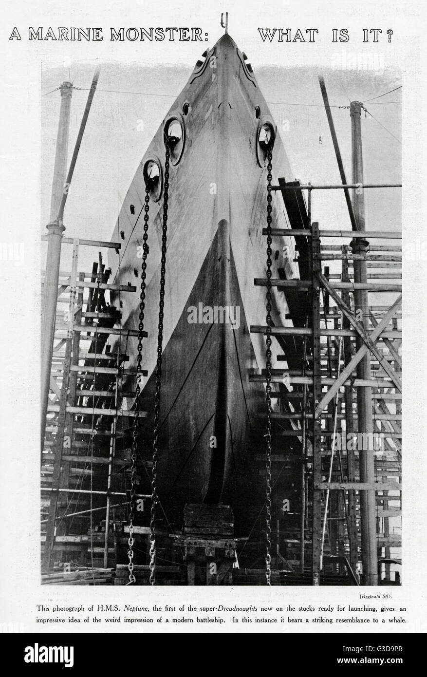 H.M.S Neptune pronto per essere lodato 1909 Foto Stock