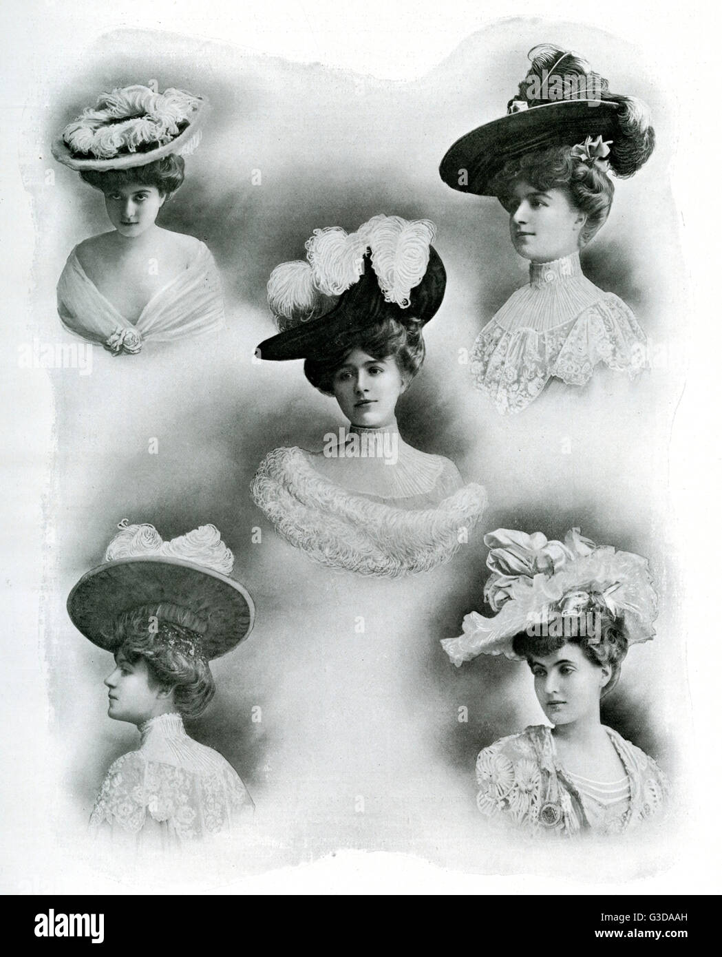 Selezione di donne Parisienne che indossano cappelli 1904 Foto Stock