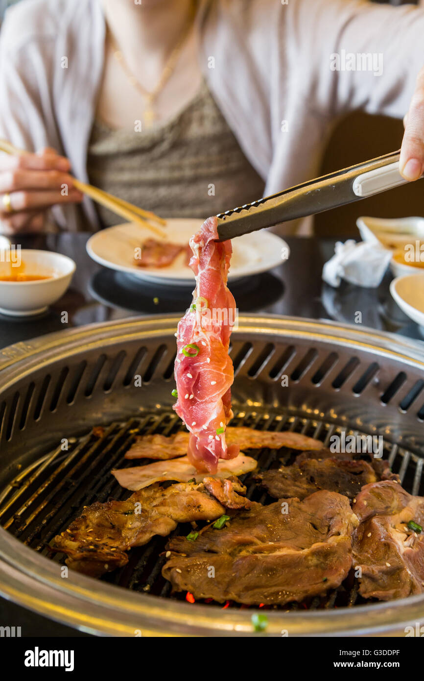 Korean barbecue di carne e di alimento vegetale Foto Stock