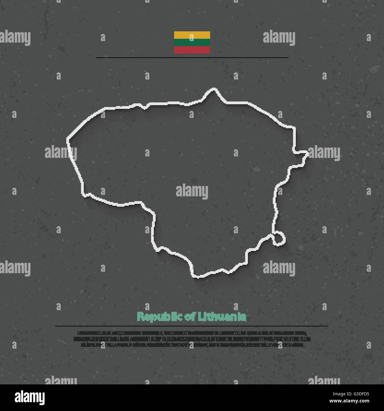 Repubblica di Lituania mappa isolato e bandiera ufficiale icone. vettore politico lituano mappa linea sottile icona sopra grunge backgroun Illustrazione Vettoriale