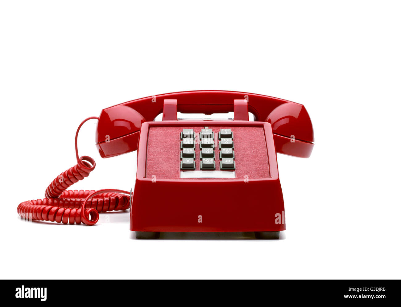 Il vecchio telefono rosso Foto Stock