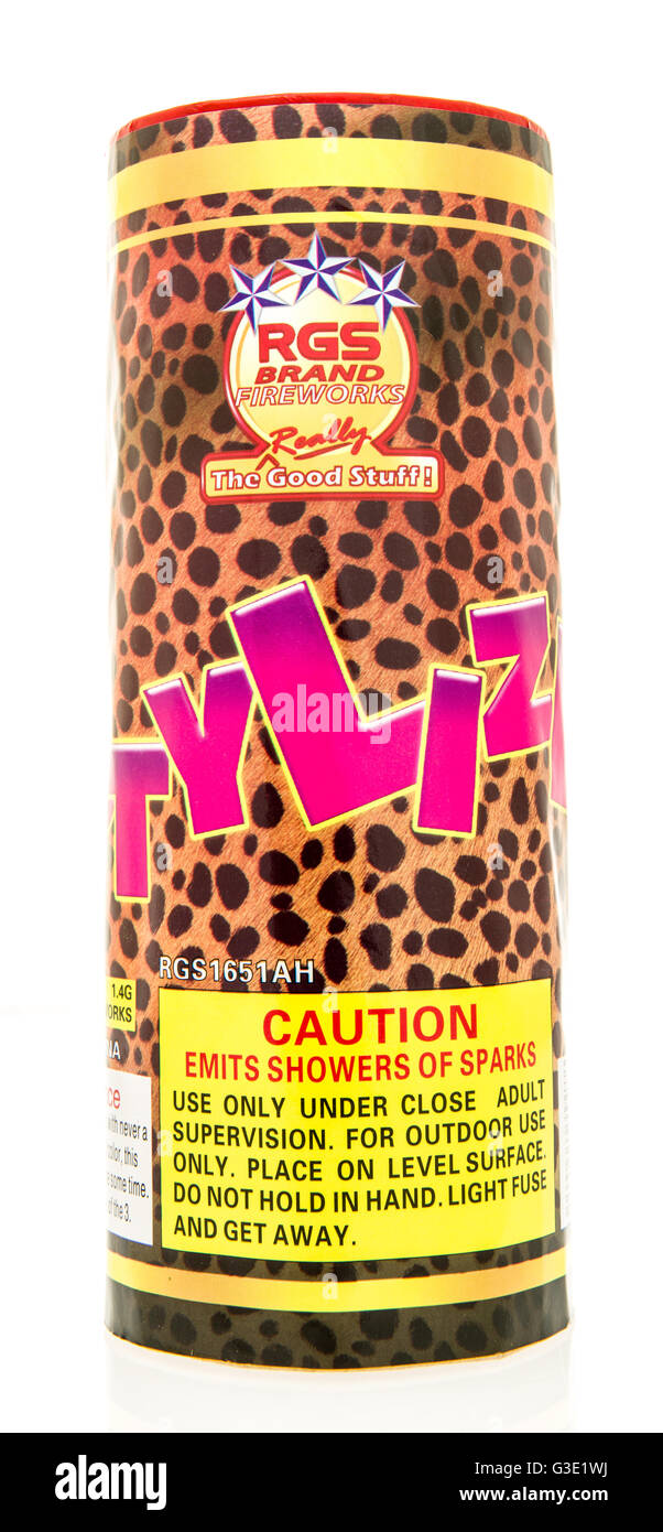 Winneconne, WI - 8 Giugno 2016: RGS stilizzare i fuochi d'artificio isolato su un background Foto Stock