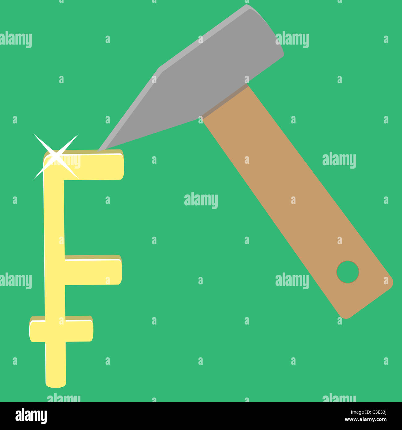 Franco-oro. Fare soldi concetto. Concetto di fare soldi e finanza aziendale reddito, illustrazione vettoriale Foto Stock