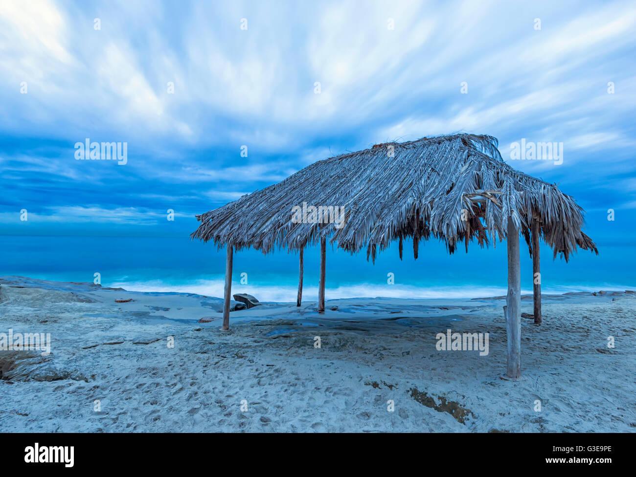 Surf Shack, oceano. Vista da Windansea Beach. La Jolla, California, Stati Uniti d'America. Foto Stock