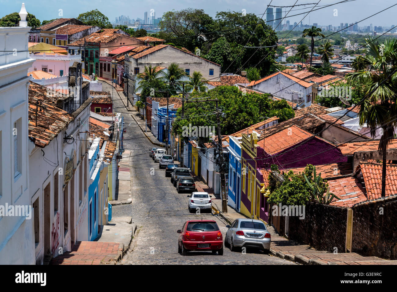 Street, in Olinda, Pernambuco, Brasile Foto Stock